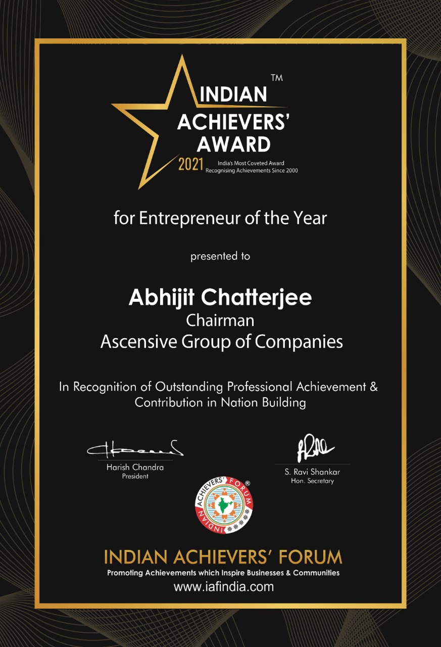 Indian Achievers Award for Entrepreneur of the Year 2021
